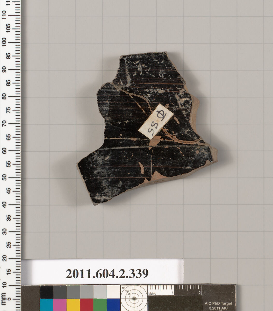 Terracotta fragment of a column-krater (bowl for mixing wine and water), Terracotta, Greek, Attic