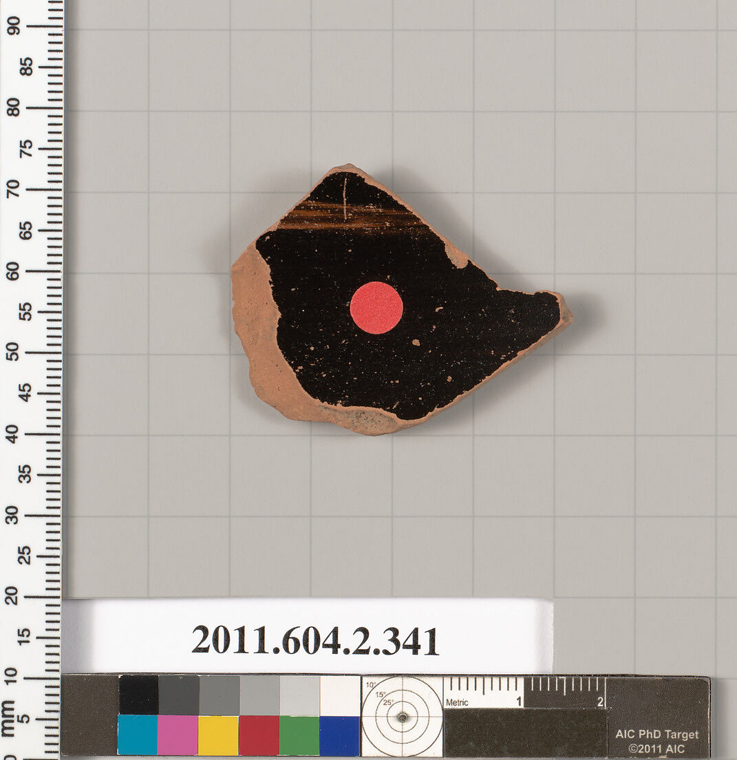 Terracotta fragment of a column-krater (bowl for mixing wine and water), Terracotta, Greek, Attic