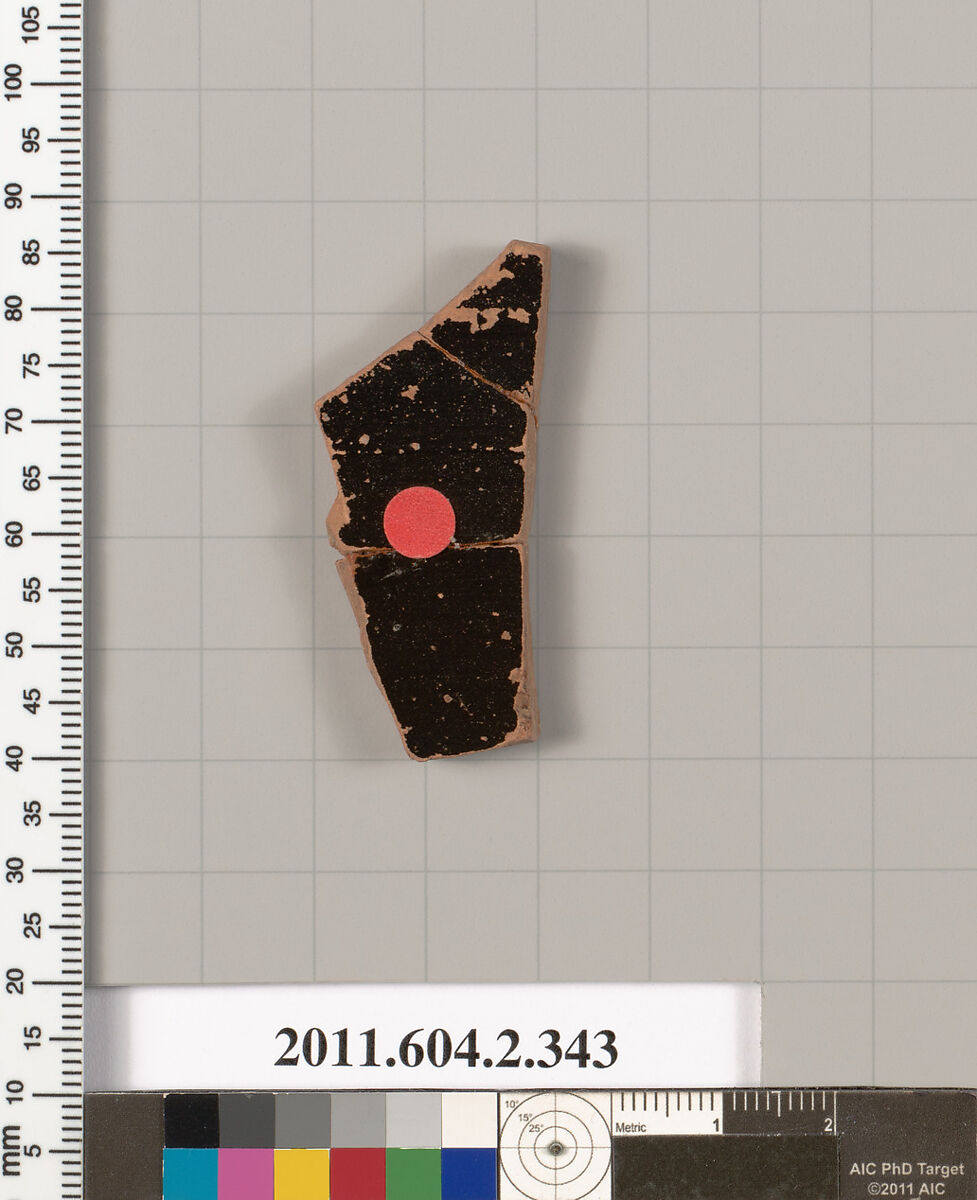 Terracotta fragment of a column-krater (bowl for mixing wine and water), Terracotta, Greek, Attic