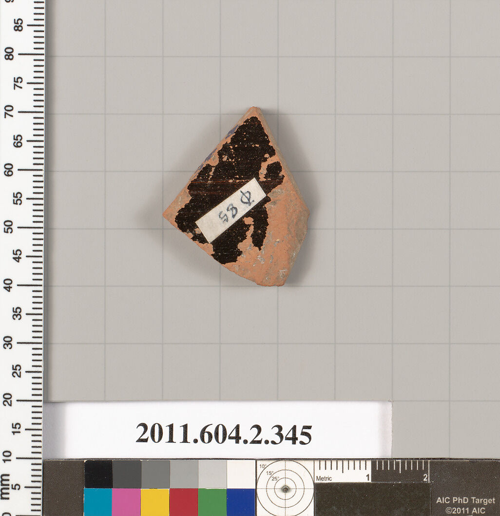 Terracotta fragment of a column-krater (bowl for mixing wine and water), Terracotta, Greek, Attic