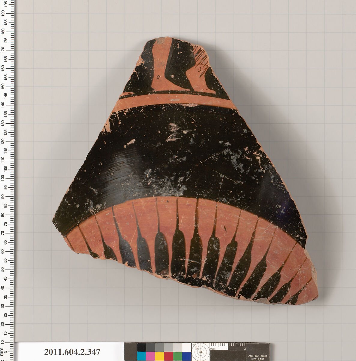 Terracotta fragment of a column-krater (bowl for mixing wine and water), Terracotta, Greek, Attic 