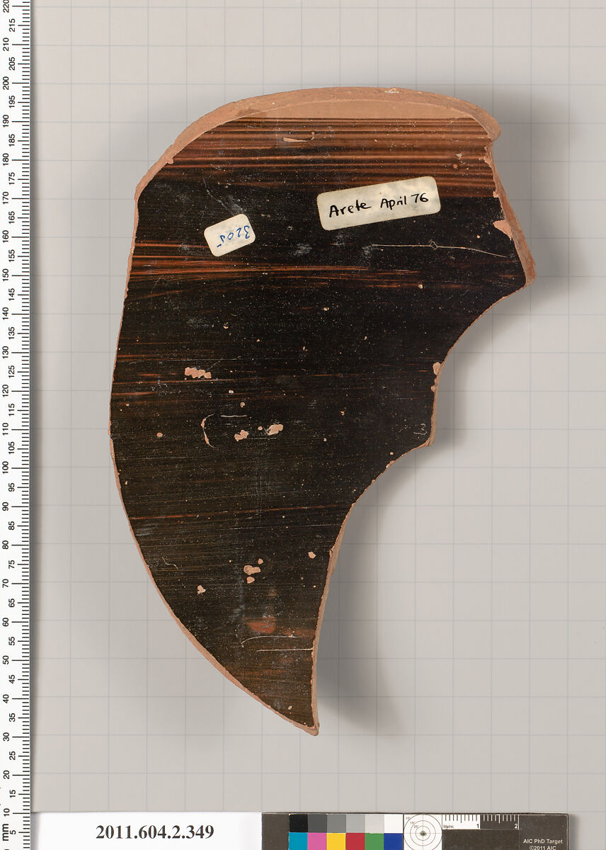 Terracotta fragment of a column-krater (bowl for mixing wine and water), Terracotta, Greek, Attic