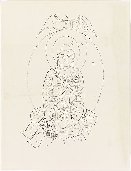 Seated Buddha, Xie Zhiliu (Chinese, 1910–1997), Drawing; ink on paper, China 