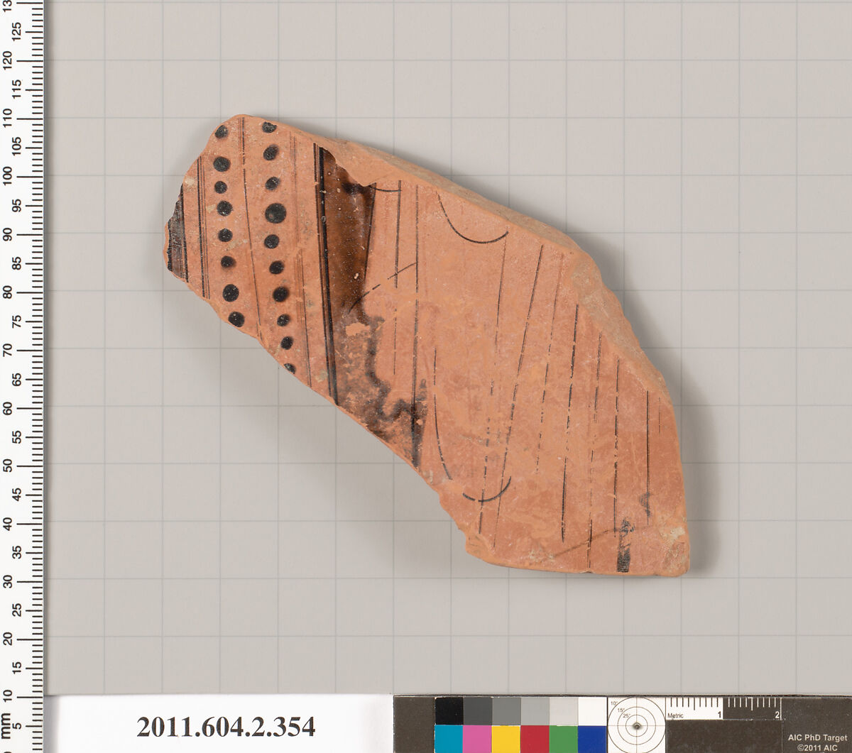 Terracotta fragment of a column-krater (bowl for mixing wine and water), Terracotta, Greek, Attic 