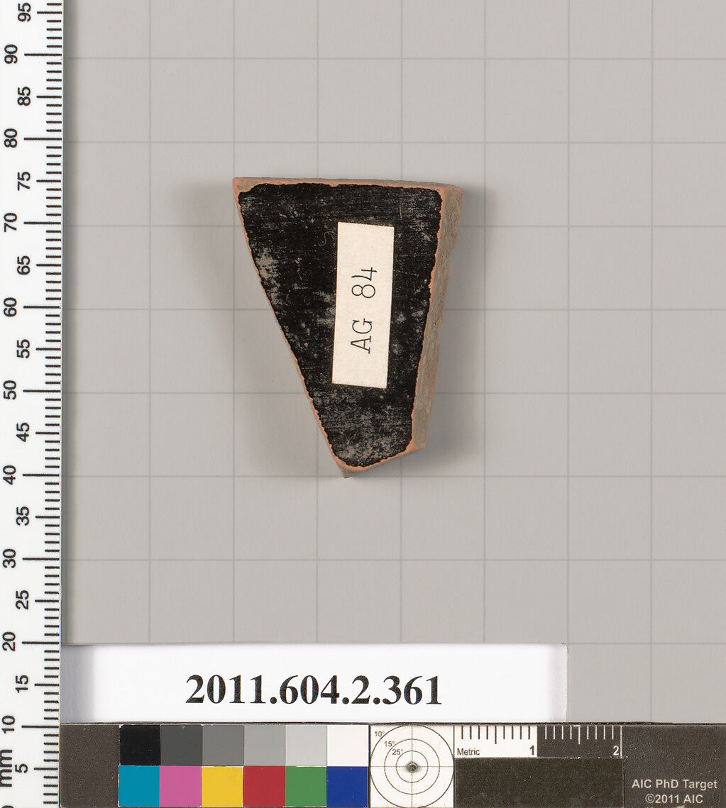 Terracotta fragment of a column-krater (bowl for mixing wine and water), Terracotta, Greek, Attic
