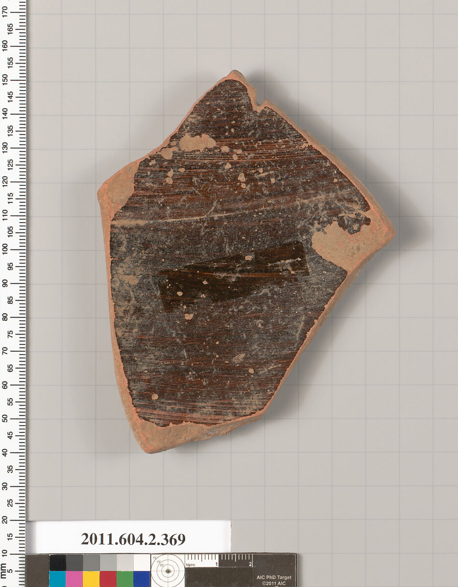 Terracotta fragment of a pelike? (jar), Terracotta, Greek, Attic