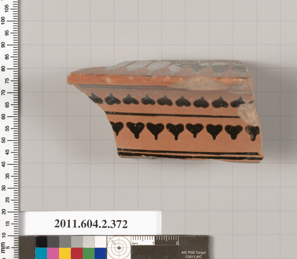 Terracotta fragment of a column-krater (bowl for mixing wine and water), Terracotta, Greek, Attic 
