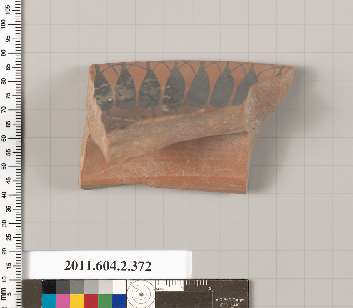 Terracotta fragment of a column-krater (bowl for mixing wine and water), Terracotta, Greek, Attic