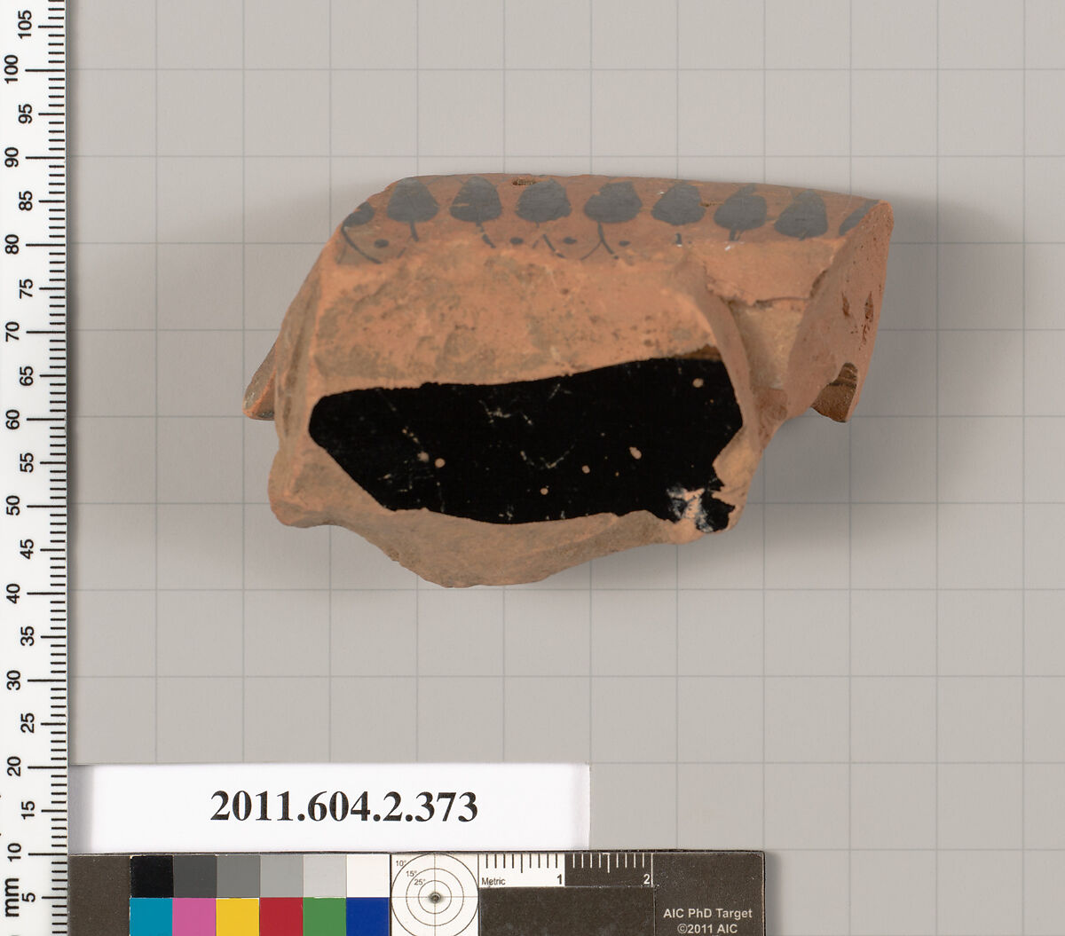 Terracotta fragment of a column-krater (bowl for mixing wine and water), Terracotta, Greek, Attic