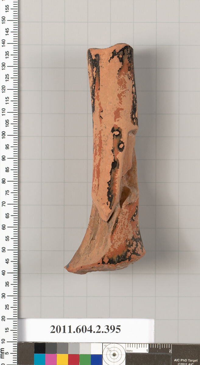 Terracotta fragment of a column-krater (bowl for mixing wine and water), Terracotta, Greek, Attic