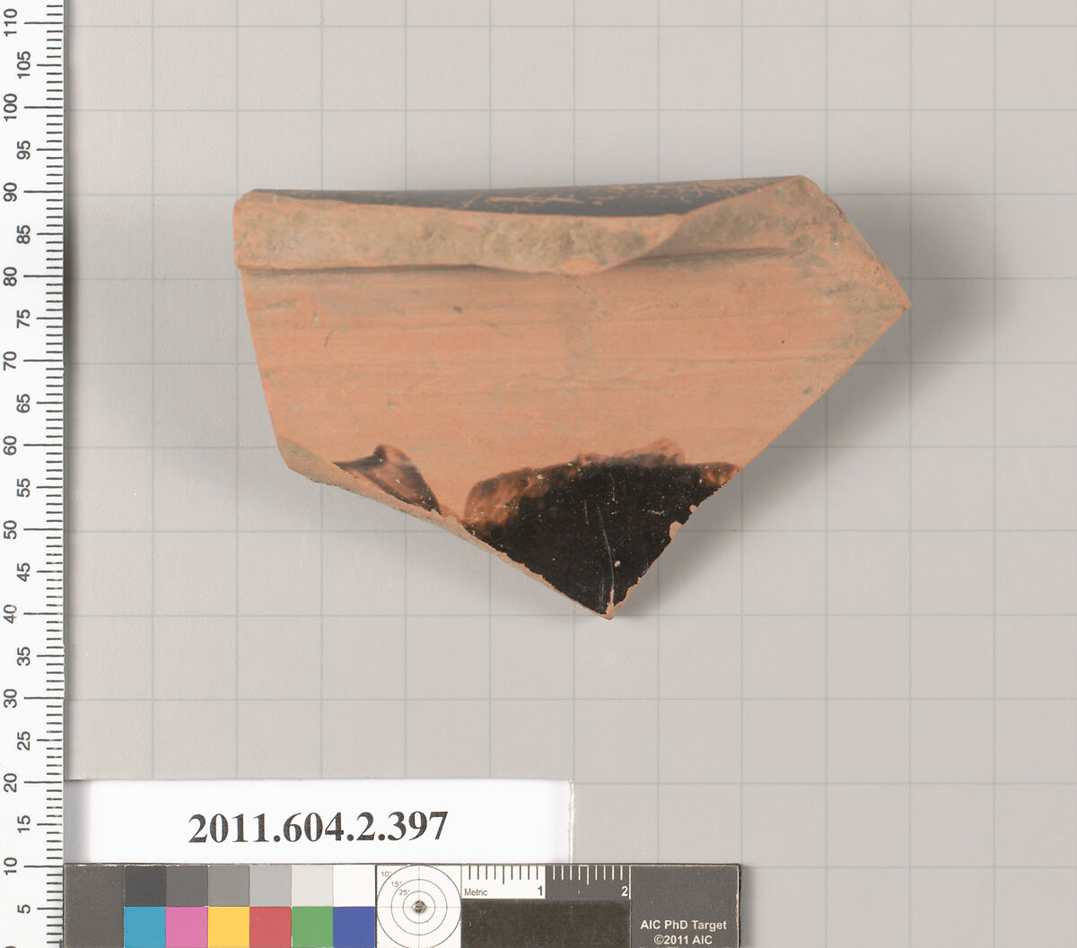 Terracotta fragment of a column-krater (bowl for mixing wine and water), Terracotta, Greek, Attic 
