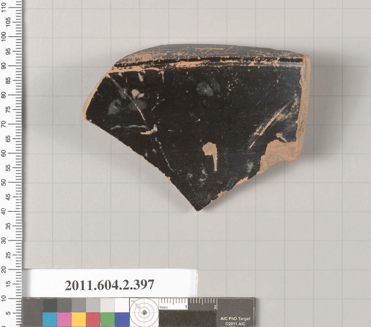 Terracotta fragment of a column-krater (bowl for mixing wine and water), Terracotta, Greek, Attic