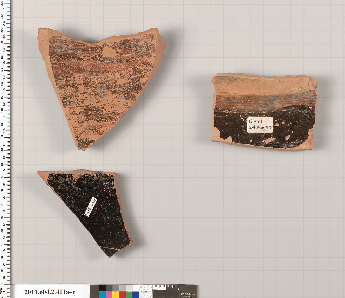 Terracotta fragments of column-kraters (bowls for mixing wine and water), Terracotta, Greek, Attic
