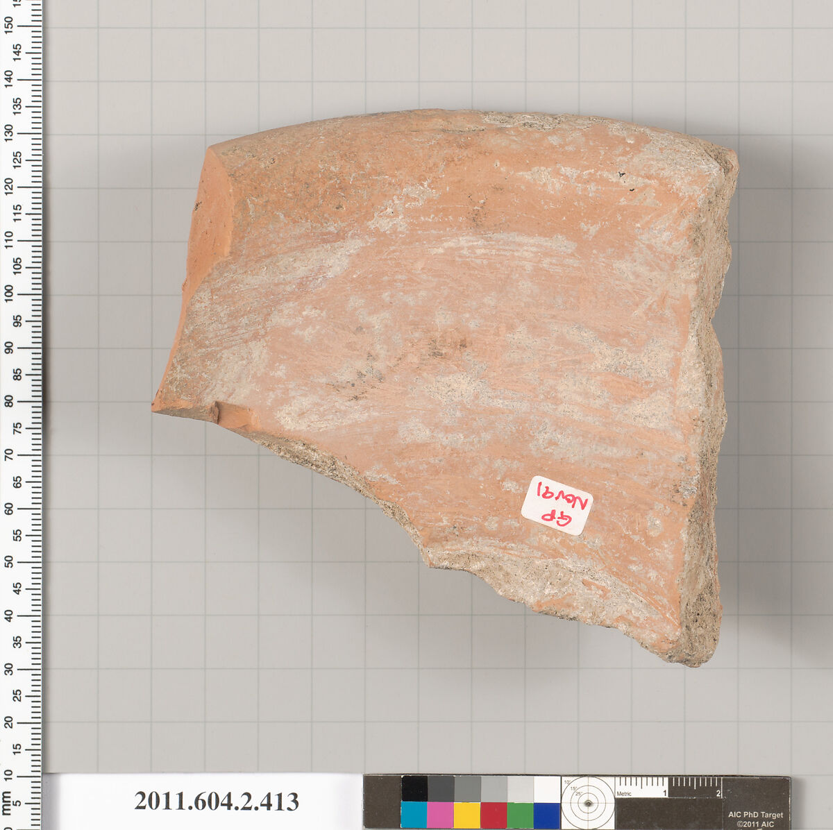 Terracotta fragment of a column-krater (bowl for mixing wine and water), Terracotta, Greek, Attic