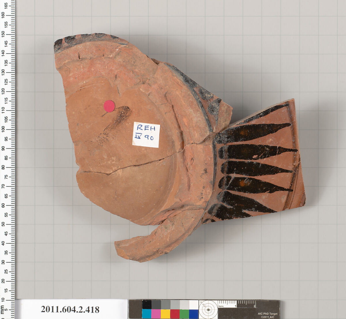 Terracotta fragment of a column-krater (bowl for mixing wine and water), Terracotta, Greek, Attic 