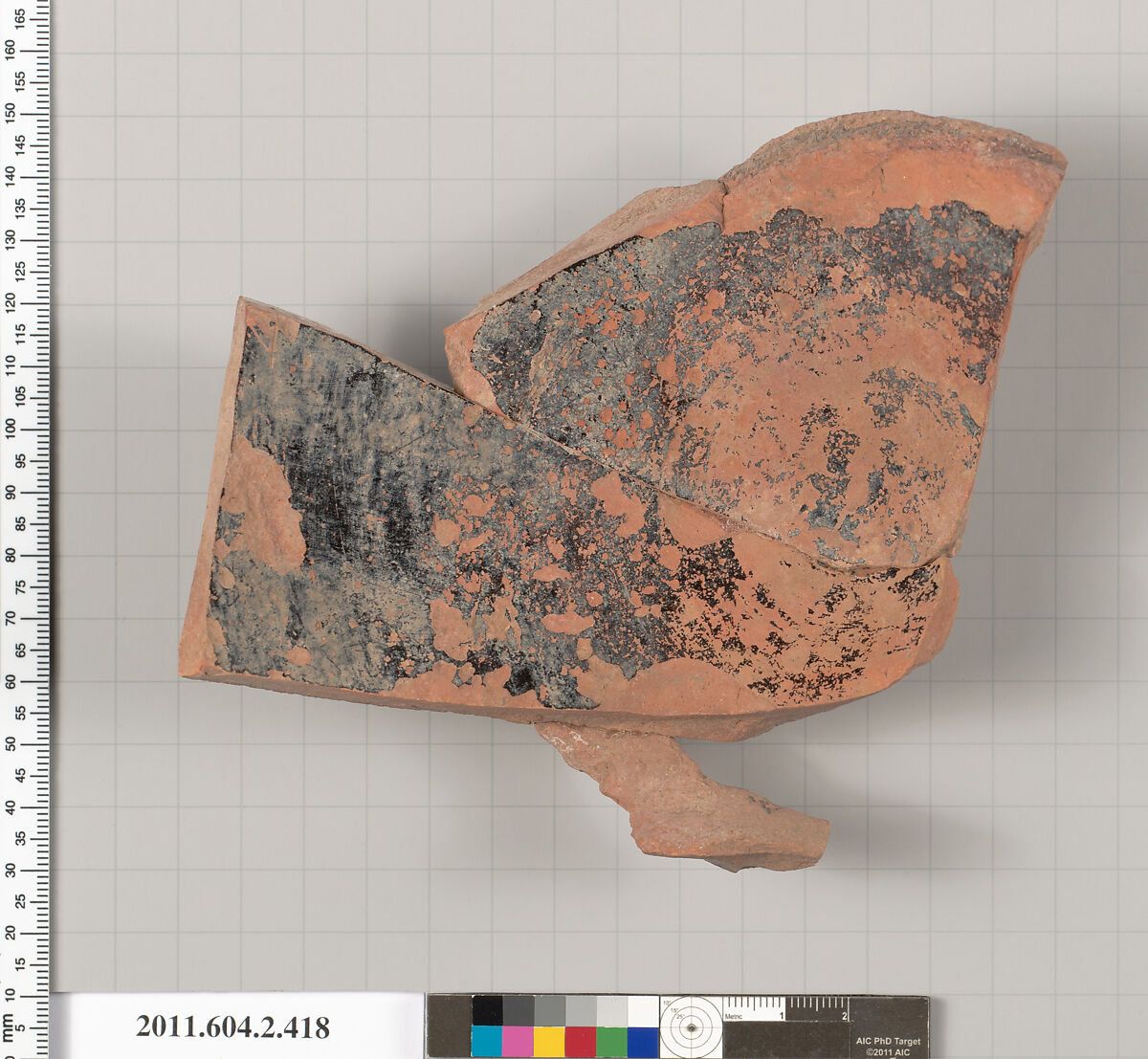 Terracotta fragment of a column-krater (bowl for mixing wine and water), Terracotta, Greek, Attic