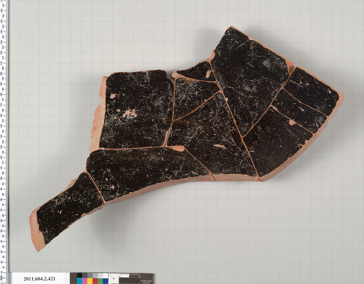 Terracotta fragment of a dinos? (deep round-bottomed bowl) or column-krater (bowl for mixing wine and water), Terracotta, Greek, Attic