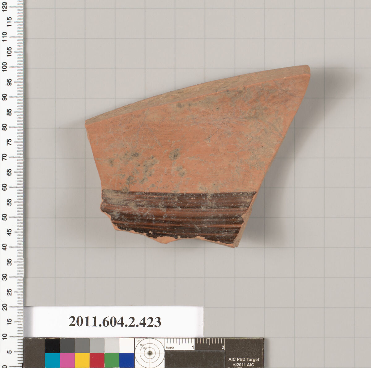 Terracotta fragment of a column-krater (bowl for mixing wine and water), Terracotta, Greek, Attic