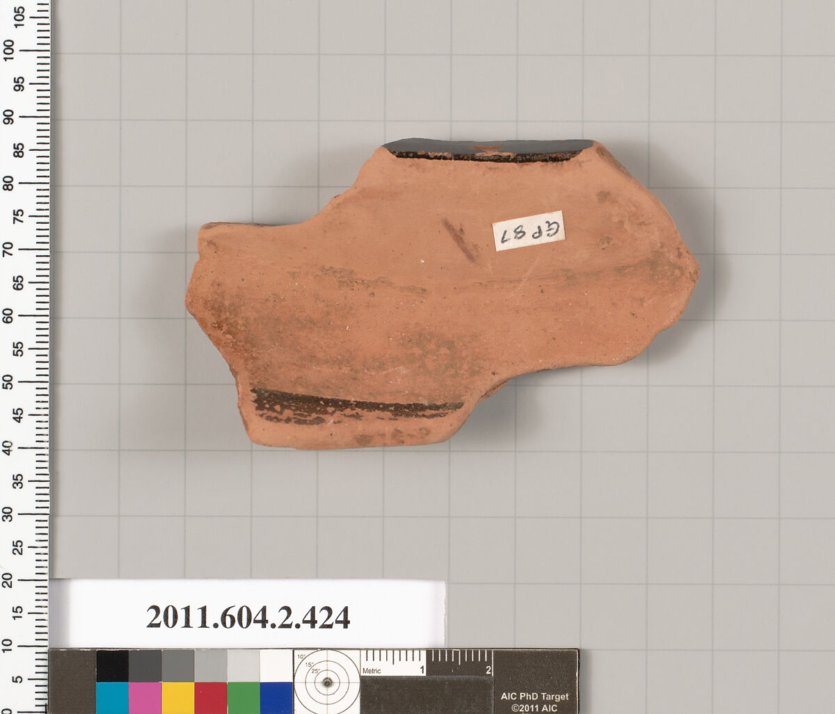 Terracotta fragment of a column-krater (bowl for mixing wine and water), Terracotta, Greek, Attic