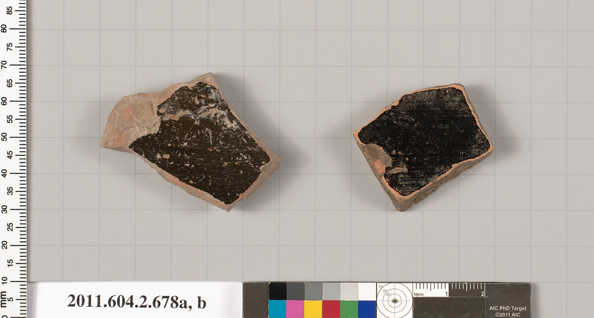 Terracotta fragments of column-kraters (bowls for mixing wine and water), Terracotta, Greek, Attic