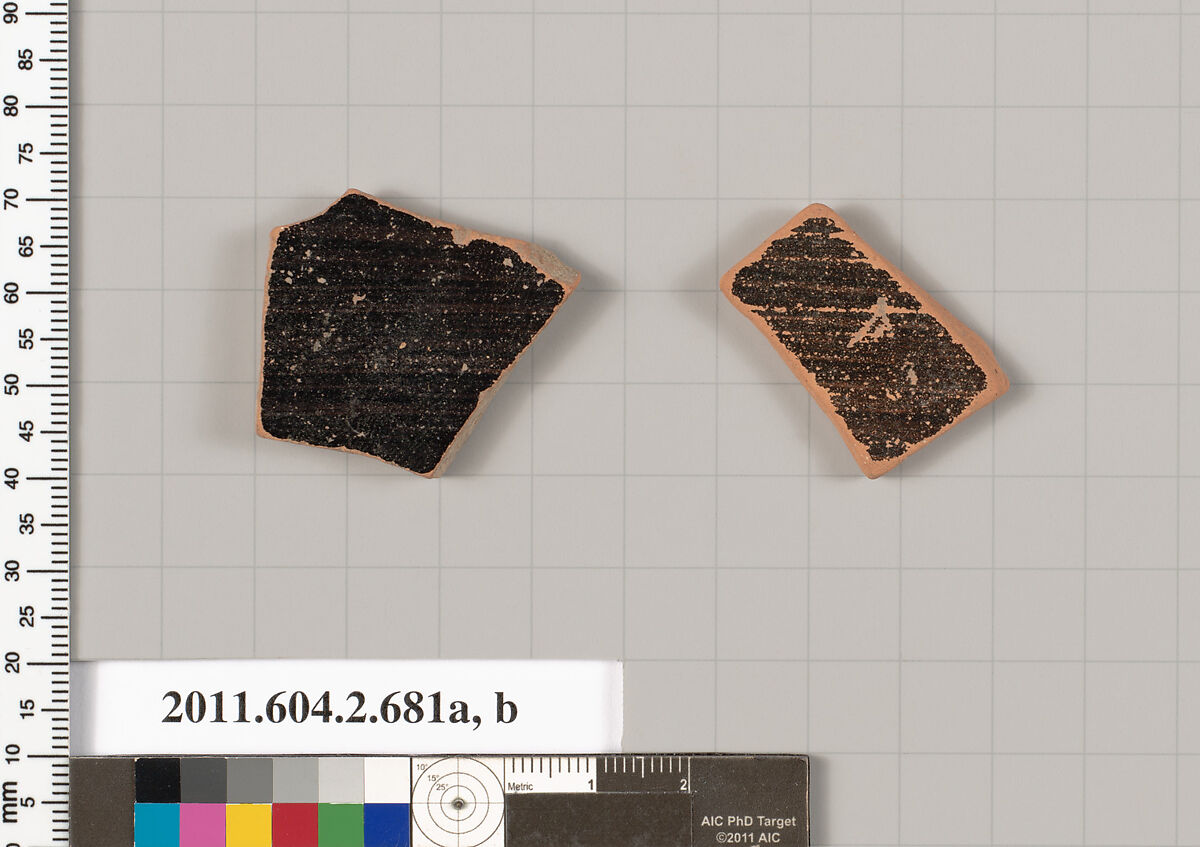 Terracotta fragments of column-kraters (bowls for mixing wine and water), Terracotta, Greek, Attic