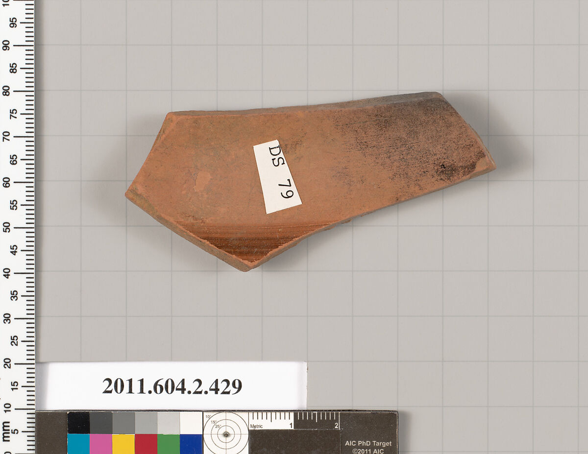 Terracotta fragment of a column-krater (bowl for mixing wine and water), Terracotta, Greek, Attic
