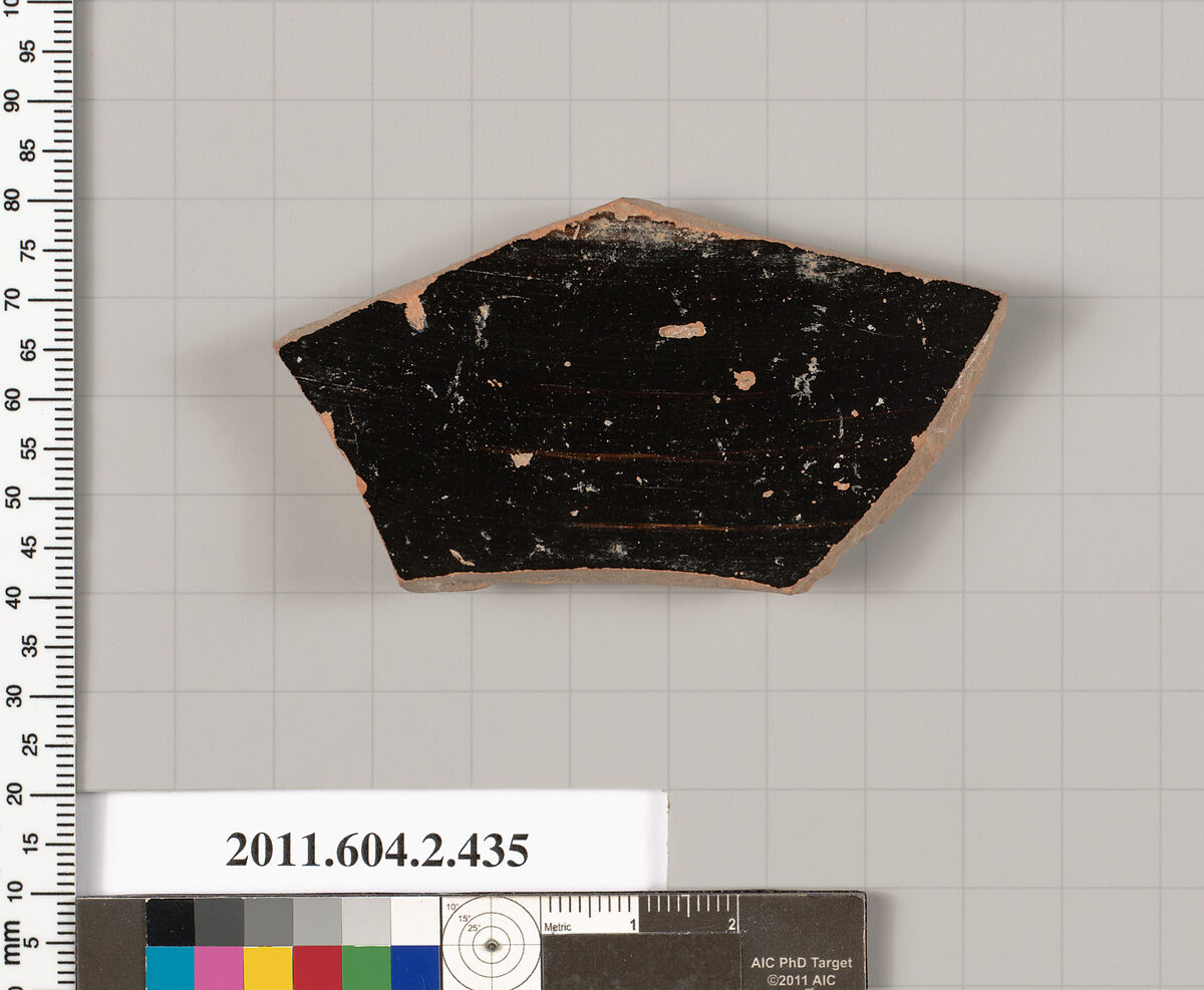 Terracotta fragment of a column-krater (bowl for mixing wine and water), Terracotta, Greek, Attic