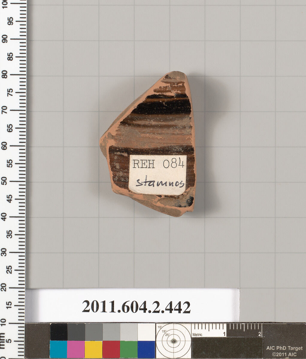Terracotta fragment of a stamnos (jar), Terracotta, Greek, Attic