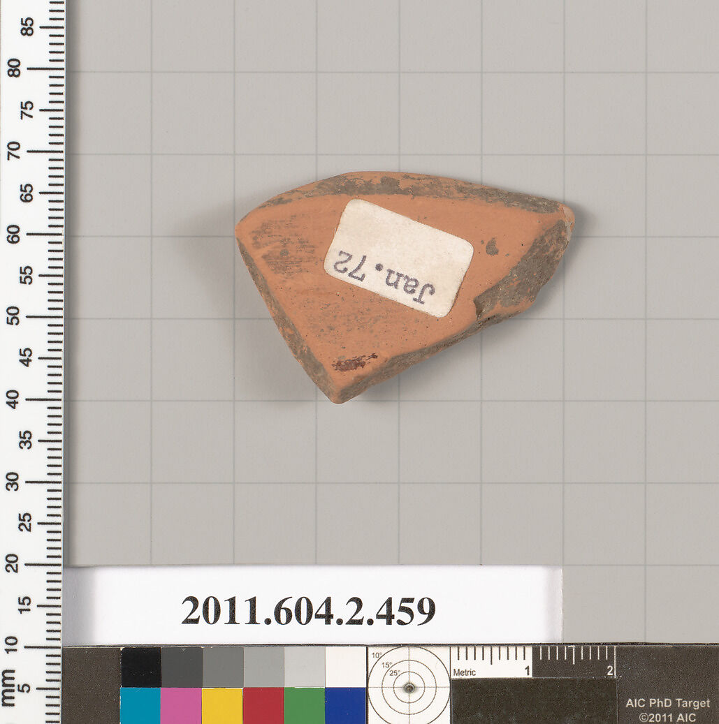 Terracotta fragment of a column-krater (bowl for mixing wine and water), Terracotta, Greek, Attic
