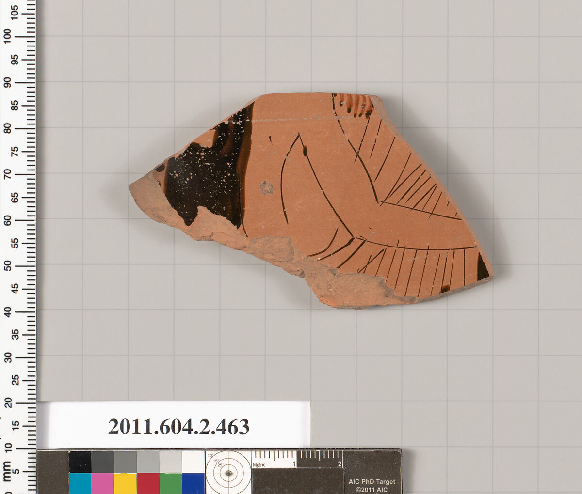 Terracotta fragment of a column-krater (bowl for mixing wine and water), Terracotta, Greek, Attic 