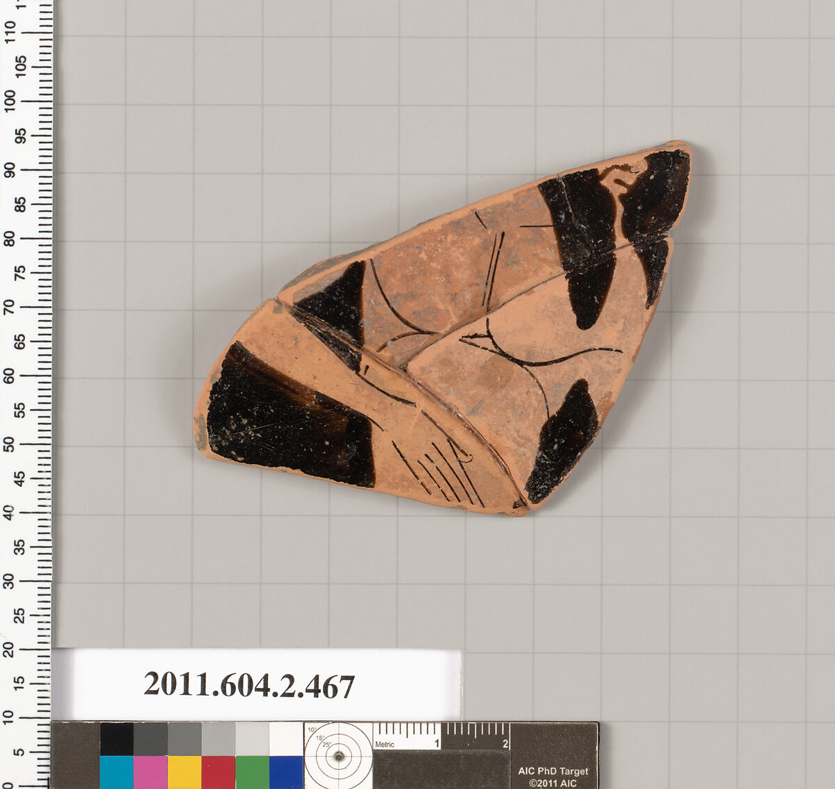 Terracotta fragment of a column-krater (bowl for mixing wine and water), Terracotta, Greek, Attic 