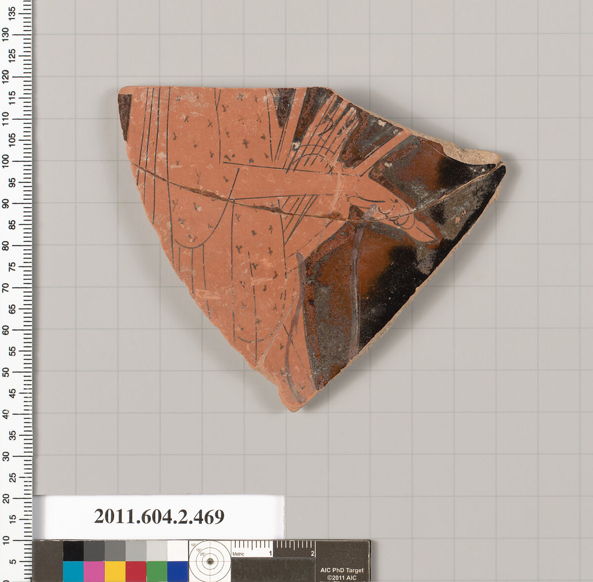 Terracotta fragment of a column-krater (bowl for mixing wine and water), Terracotta, Greek, Attic 