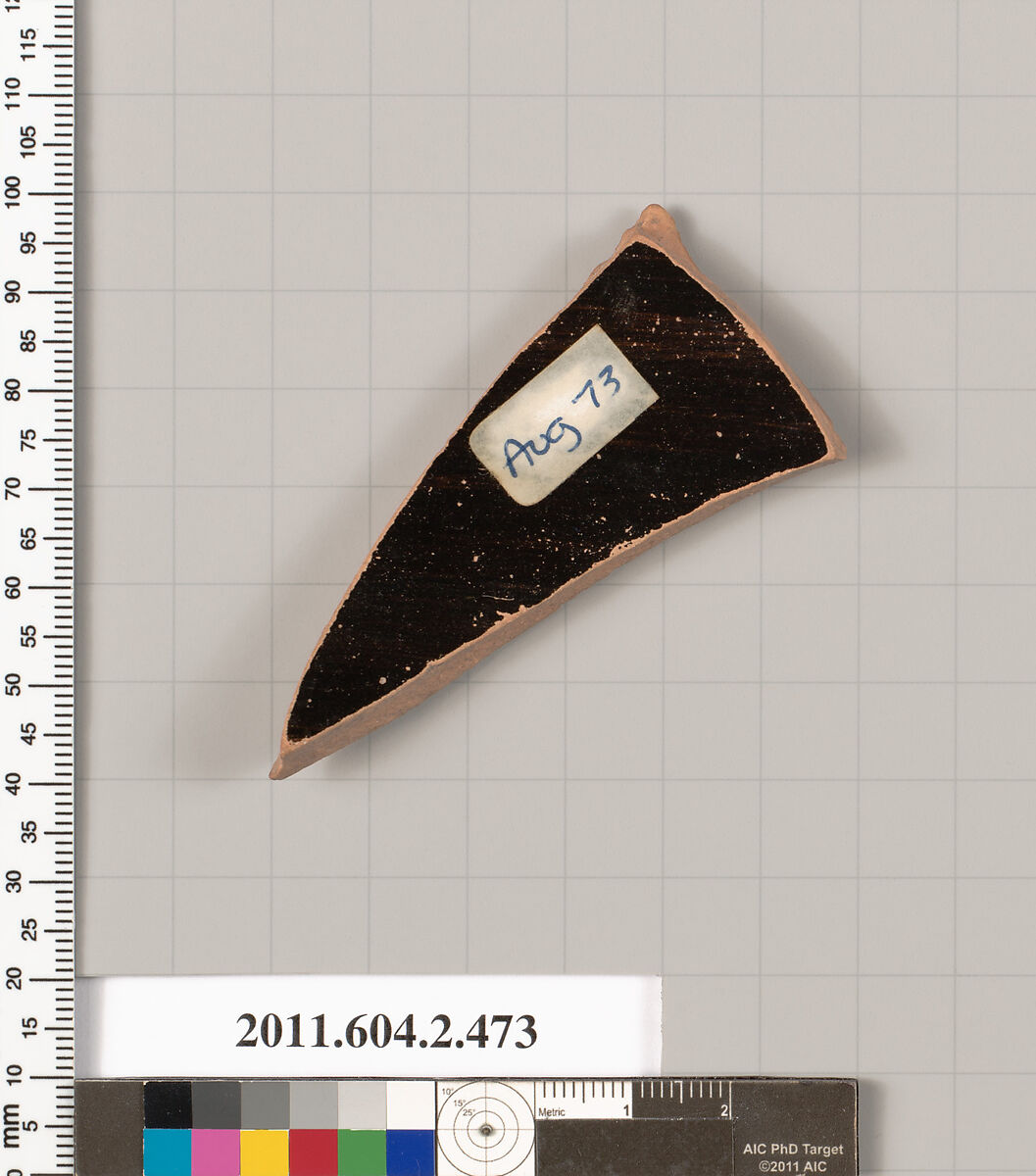 Terracotta fragment of a column-krater (bowl for mixing wine and water), Terracotta, Greek, Attic