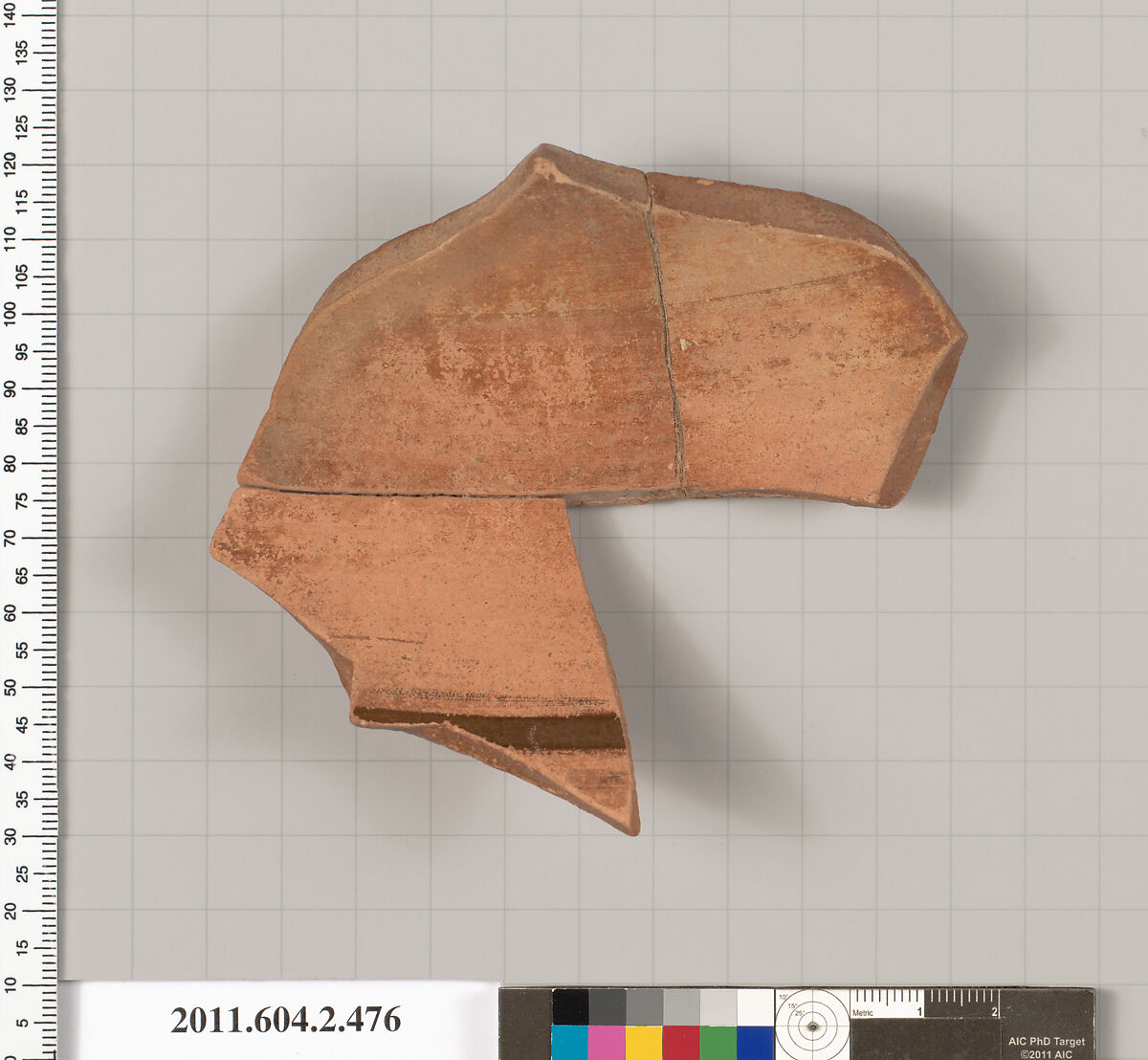 Terracotta fragment of a column-krater (bowl for mixing wine and water), Terracotta, Greek, Attic