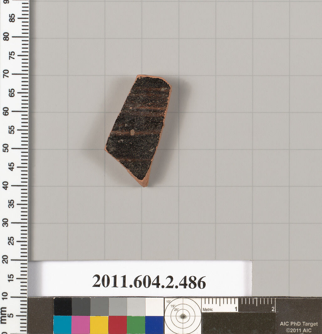 Terracotta fragment of a column-krater (bowl for mixing wine and water), Terracotta, Greek, Attic