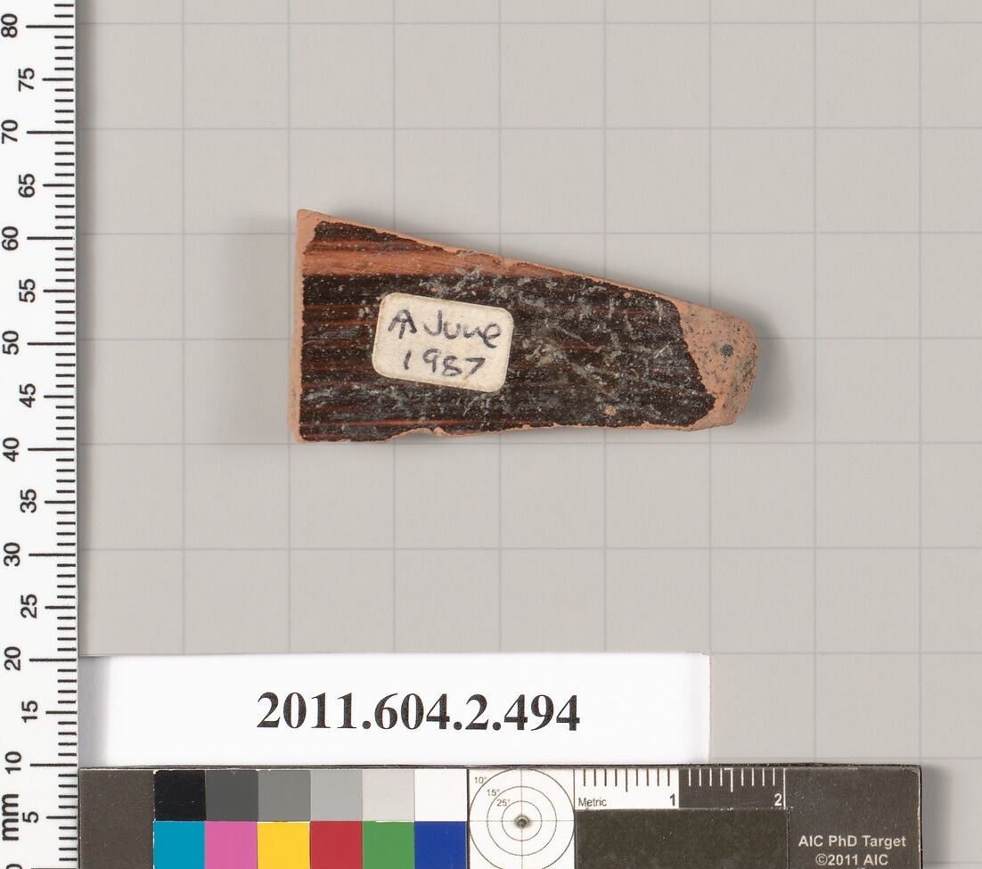Terracotta fragment of a column-krater (bowl for mixing wine and water), Terracotta, Greek, Attic