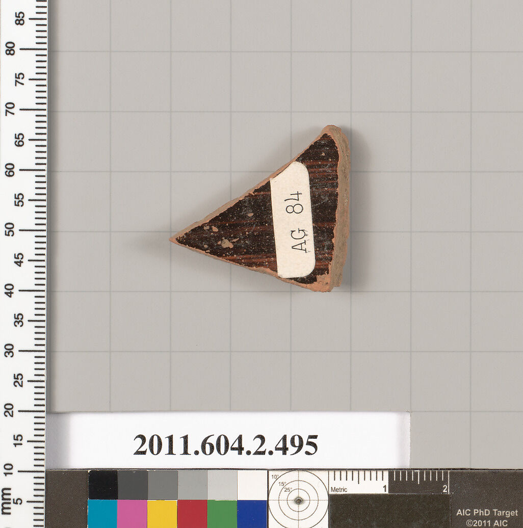 Terracotta fragment of a column-krater (bowl for mixing wine and water), Terracotta, Greek, Attic