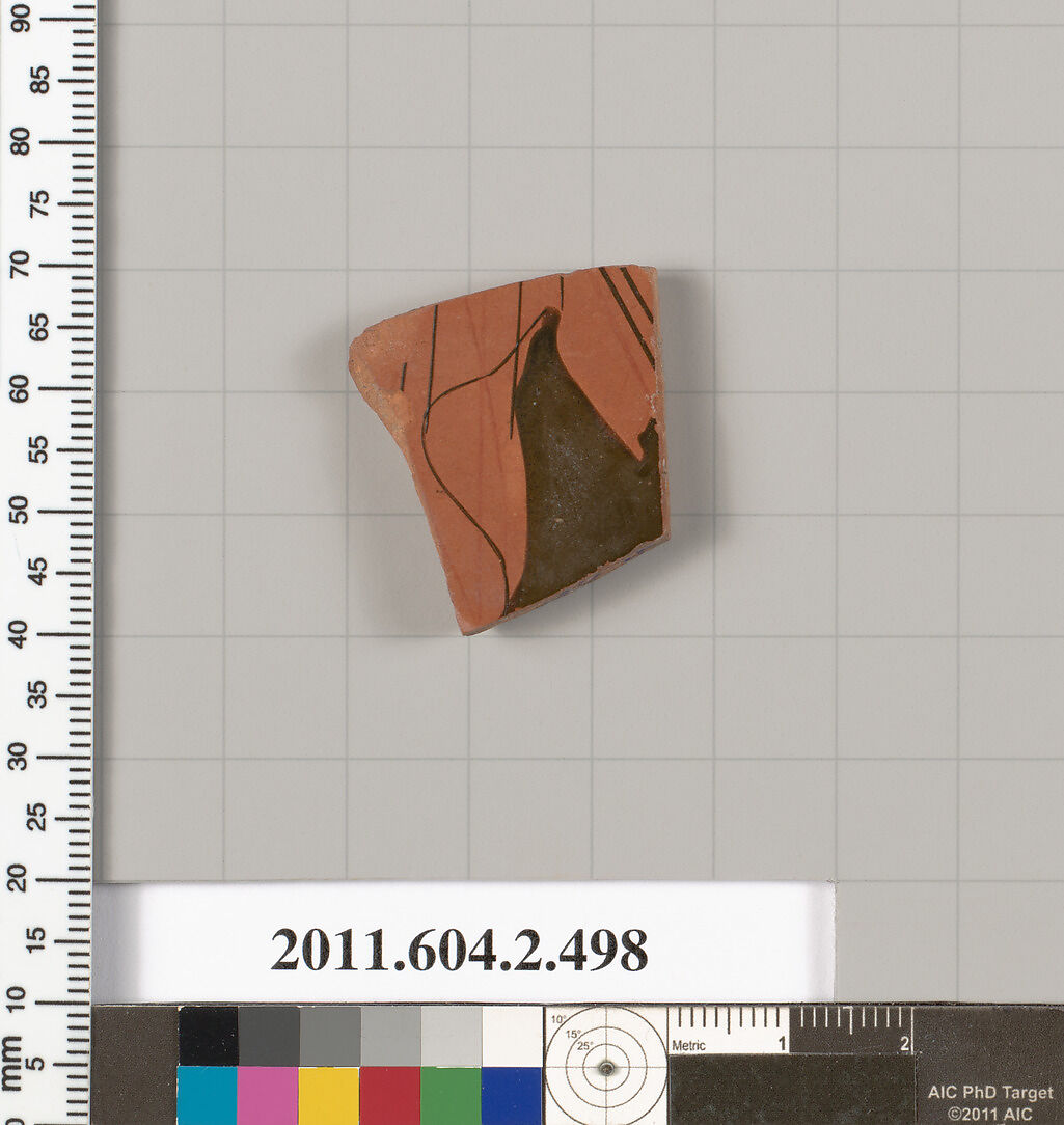 Terracotta fragment of a column-krater (bowl for mixing wine and water), Terracotta, Greek, Attic 