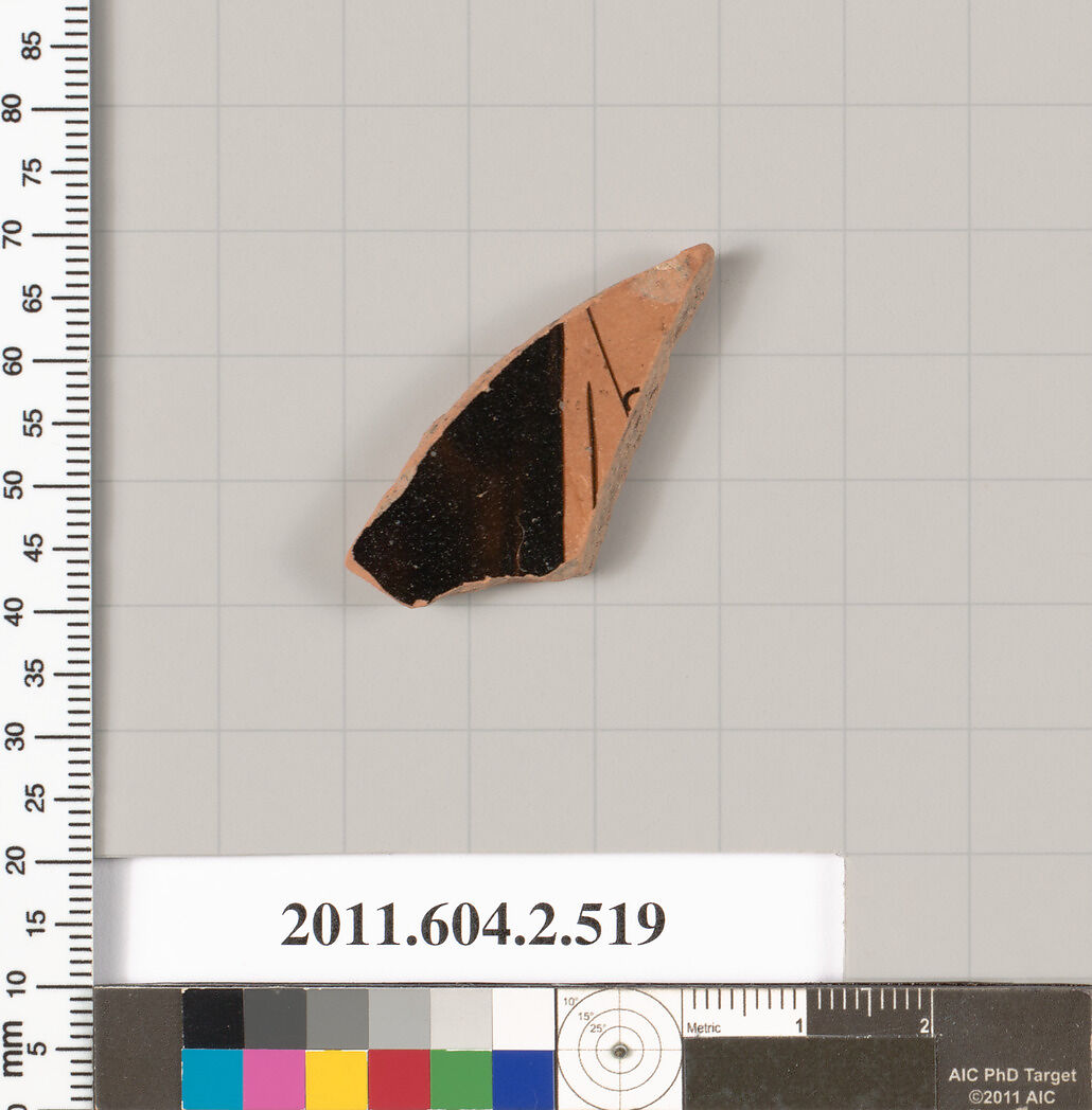 Terracotta fragment of a column-krater (bowl for mixing wine and water), Terracotta, Greek, Attic 
