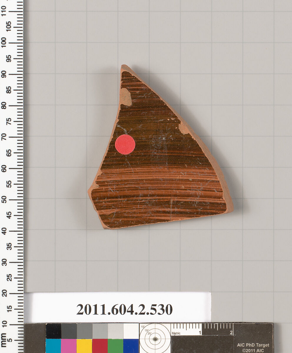 Terracotta fragment of a column-krater (bowl for mixing wine and water), Terracotta, Greek, Attic