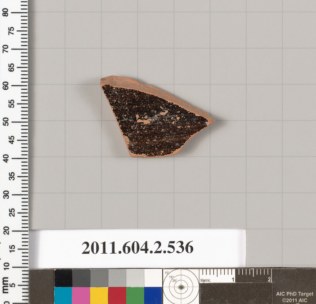 Terracotta fragment of a column-krater (bowl for mixing wine and water), Terracotta, Greek, Attic