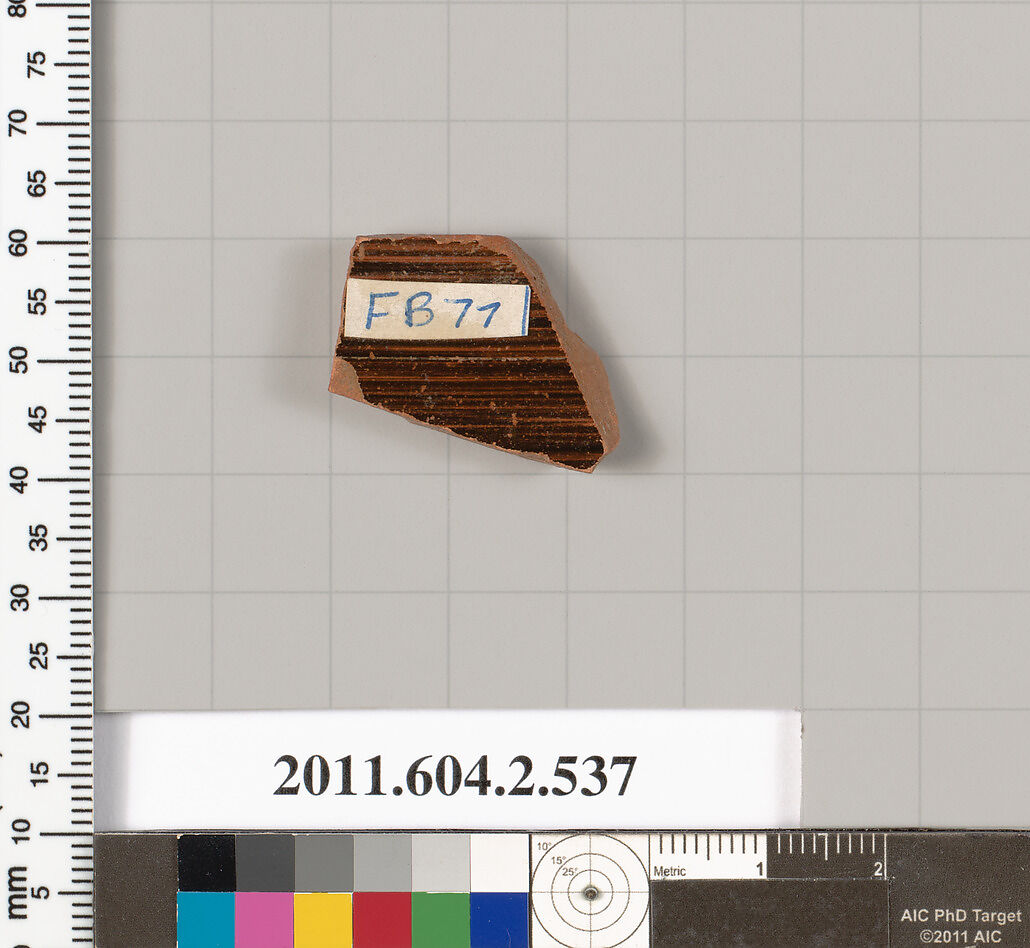 Terracotta fragment of a column-krater (bowl for mixing wine and water), Terracotta, Greek, Attic