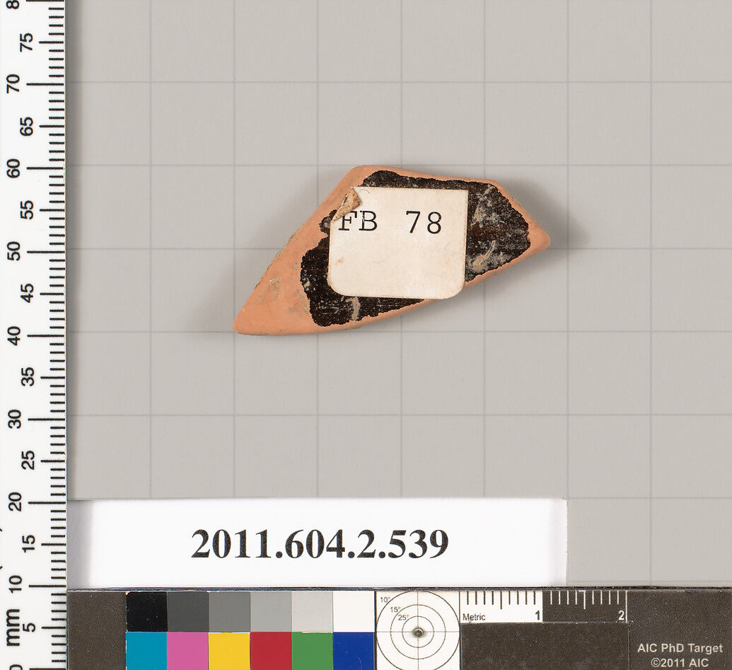 Terracotta fragment of a column-krater (bowl for mixing wine and water), Terracotta, Greek, Attic