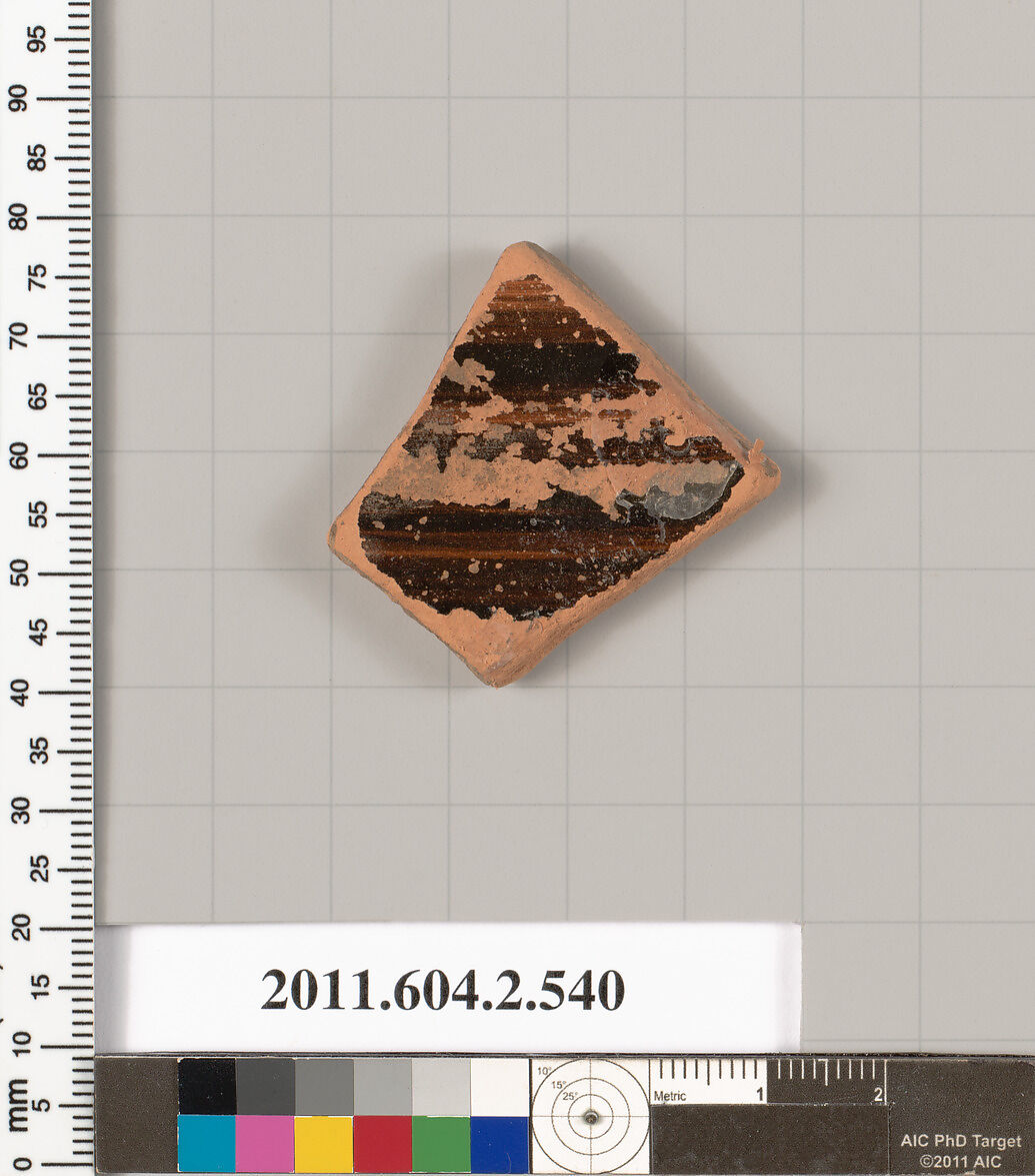 Terracotta fragment of a column-krater (bowl for mixing wine and water), Terracotta, Greek, Attic