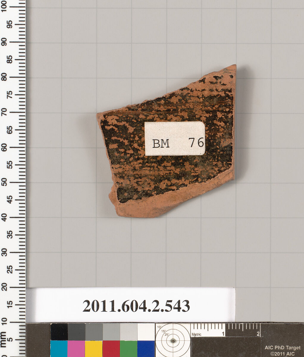 Terracotta fragment of a column-krater (bowl for mixing wine and water), Terracotta, Greek, Attic