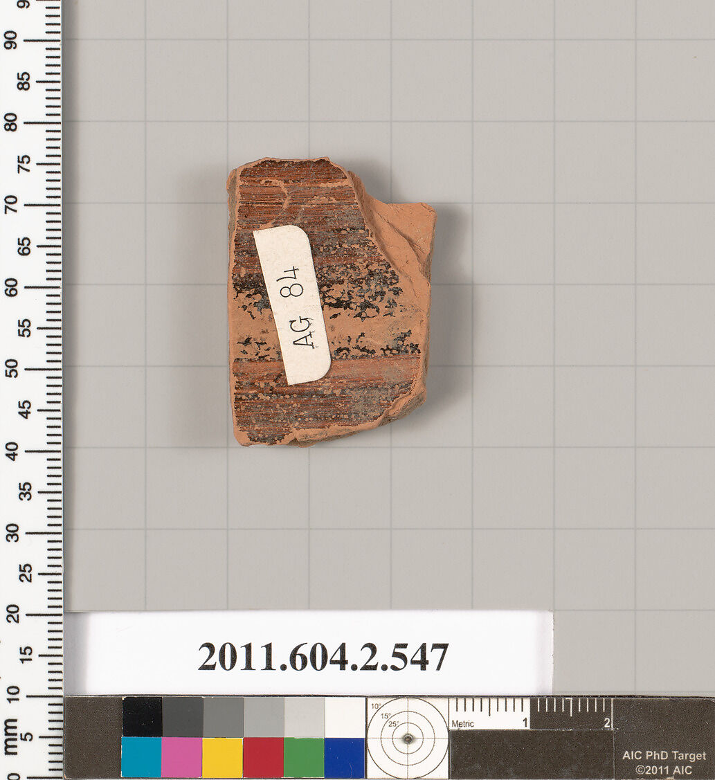 Terracotta fragment of a column-krater (bowl for mixing wine and water), Terracotta, Greek, Attic