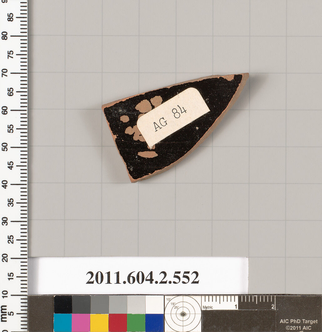 Terracotta fragment of a column-krater (bowl for mixing wine and water), Terracotta, Greek, Attic