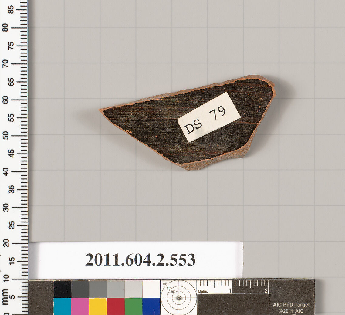 Terracotta fragment of a column-krater (bowl for mixing wine and water), Terracotta, Greek, Attic