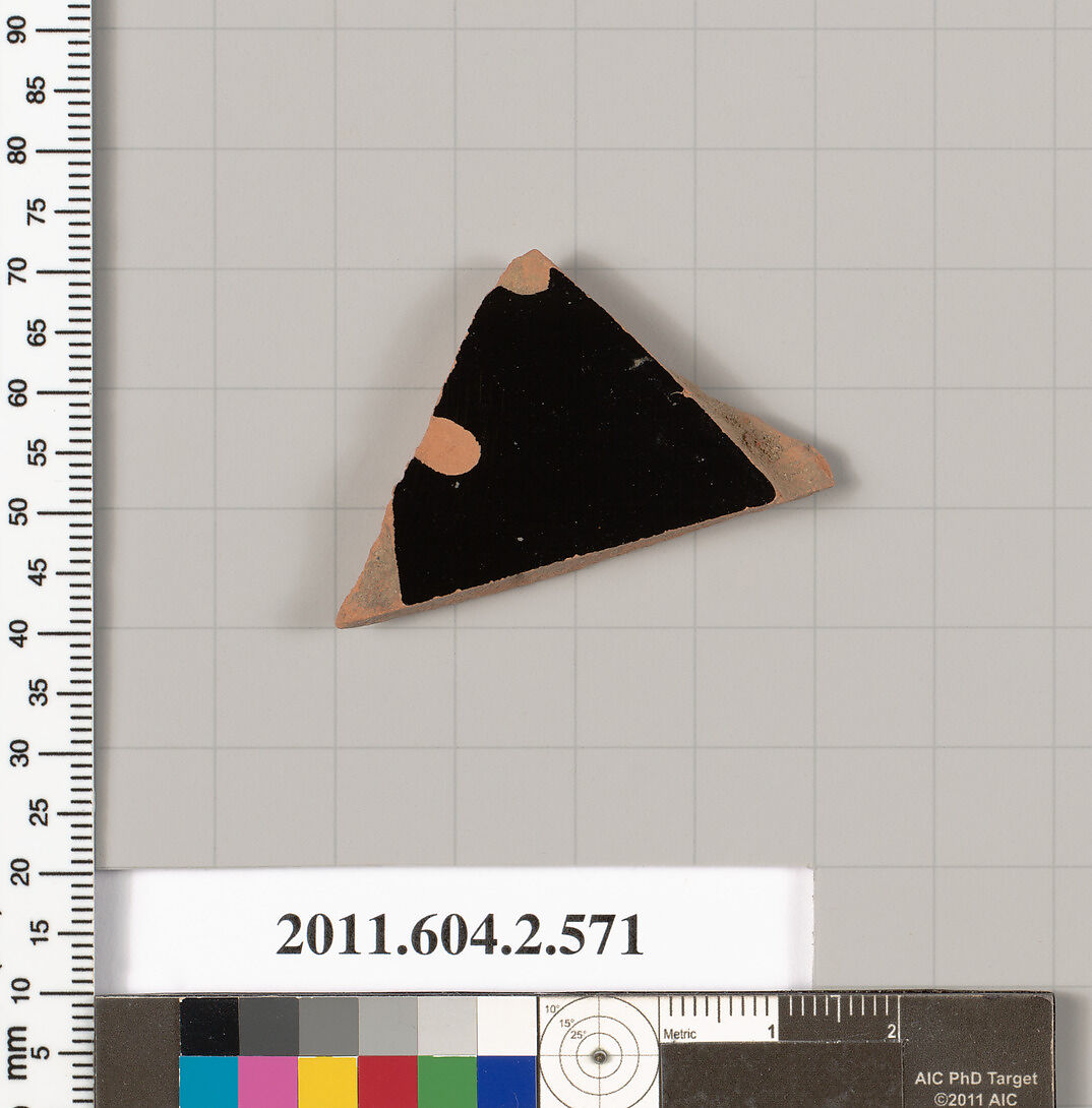 Terracotta fragment of a column-krater (bowl for mixing wine and water), Terracotta, Greek, Attic