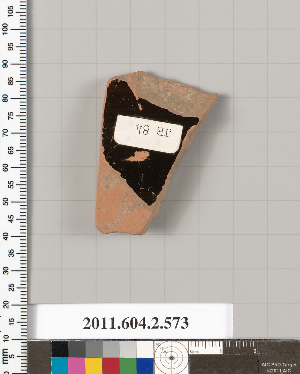 Terracotta fragment of a column-krater (bowl for mixing wine and water), Terracotta, Greek, Attic